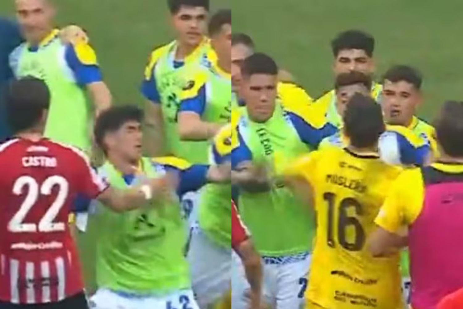 Vergonzozo final entre Rosario Central y Estudiantes, con jugadores a las piñas.