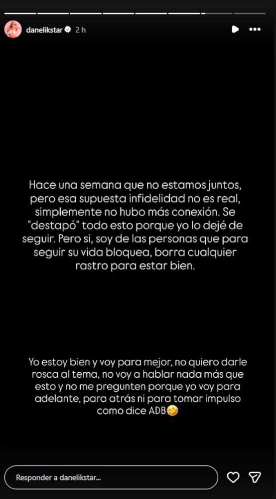 Danelik confirmó su separación de Brian Sarmiento