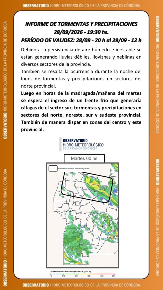 Informe del OHMC para este 28 y 29 de septiembre.