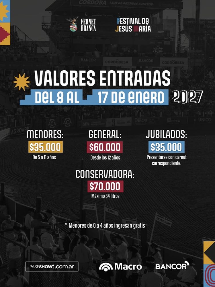 Venta de entradas para el Festival de Jesús María 2027.