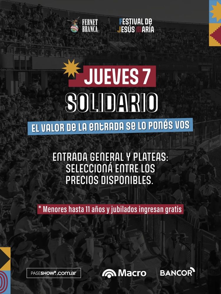 Venta de entradas para el Festival de Jesús María 2027.