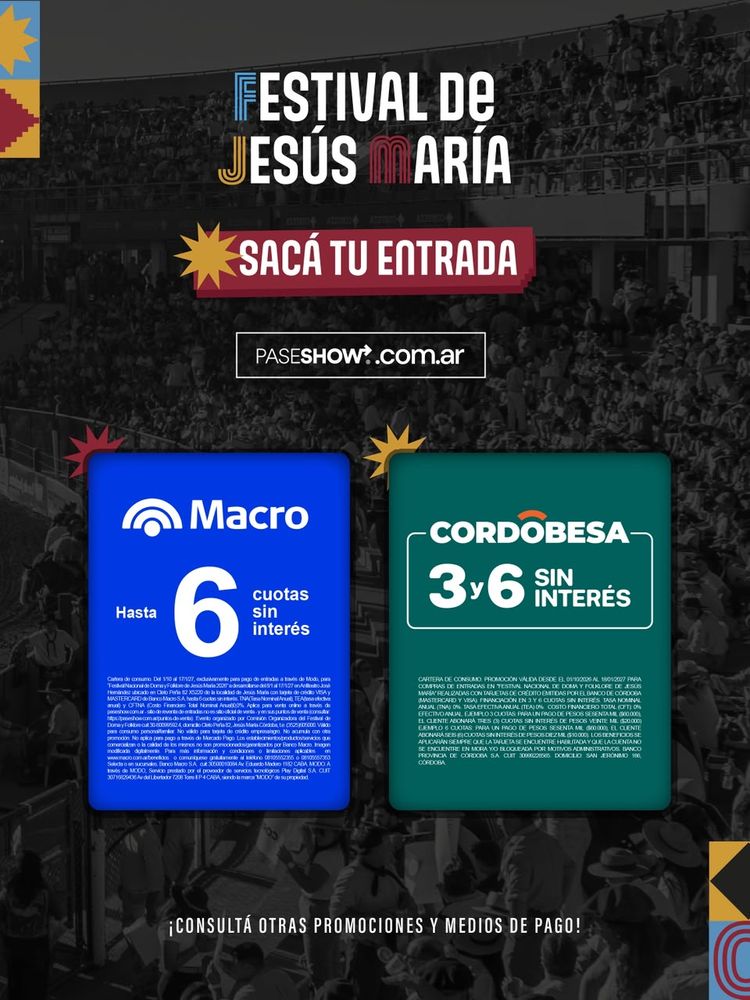 Venta de entradas para el Festival de Jesús María 2027.