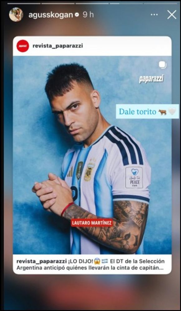 Agus Kogan publicó una foto de Lautaro Martínez