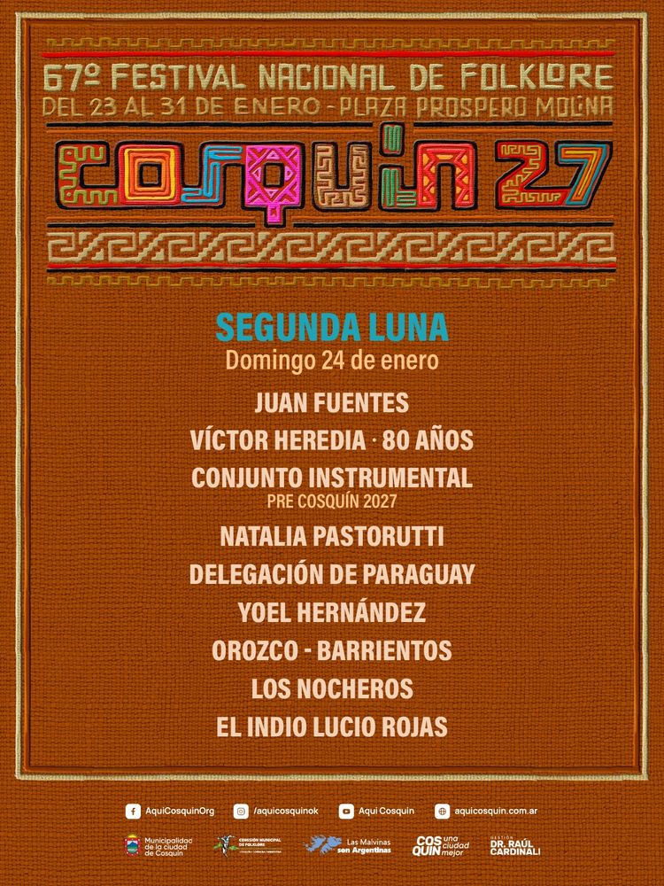 El Festival Nacional de Folklore de Cosquín celebra su 67ª edición.