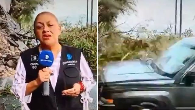 Periodista es víctima de un choque en vivo