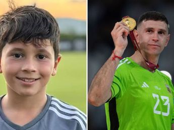 La llamativa reacción de Mateo Messi al ver a "Dibu" Martínez en la despedida de Lionel Messi de la Selección Argentina