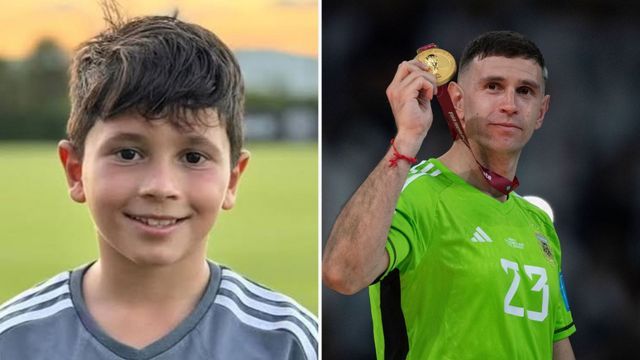 Mateo Messi y "Dibu" Martínez.