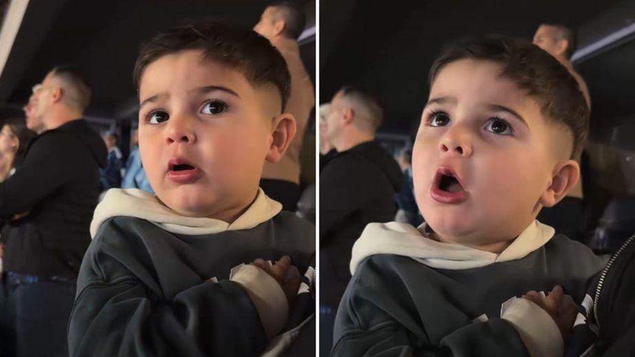 No se vio en TV: la increíble reacción de Benjamín Fernández, hijo de Enzo Fernández, cuando sonó el Himno Nacional Argentino