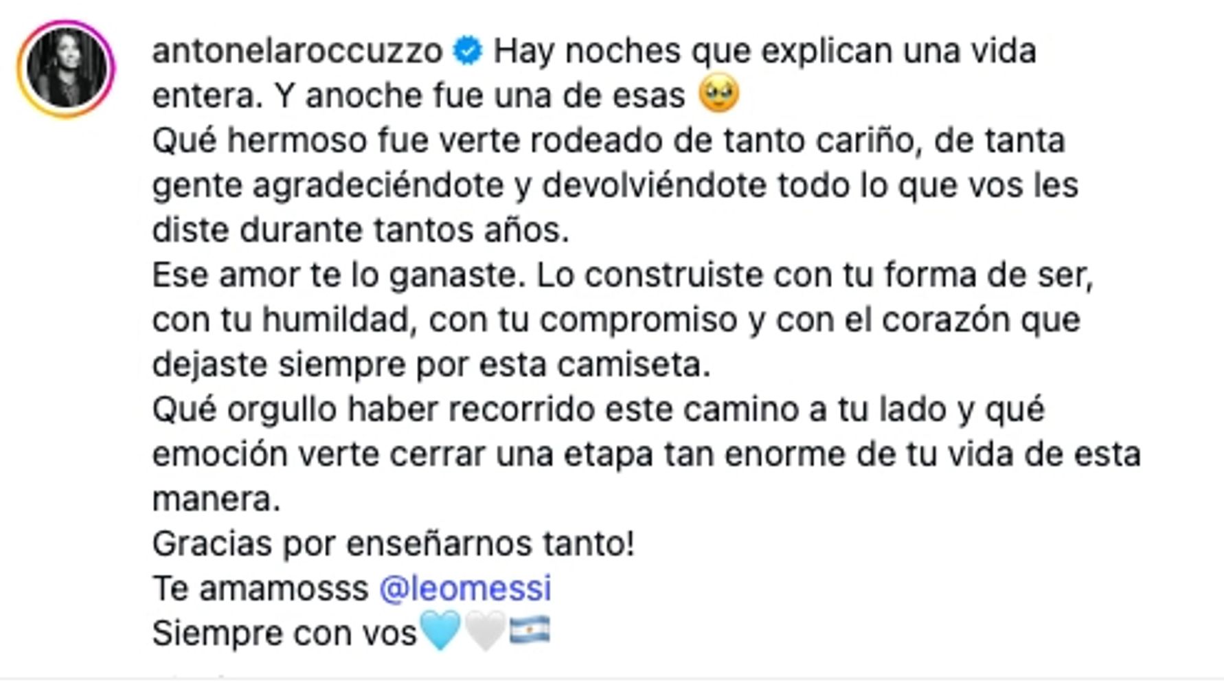 Antonela Roccuzzo rompió el silencio tras la despedida de Messi
