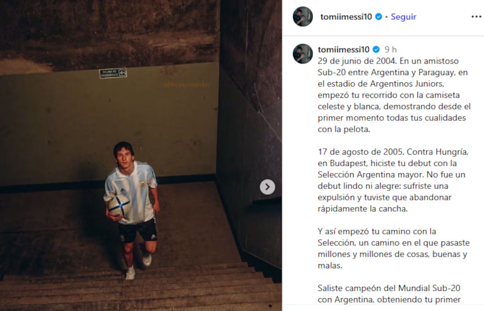El sobrino de Messi le dedicó una carta