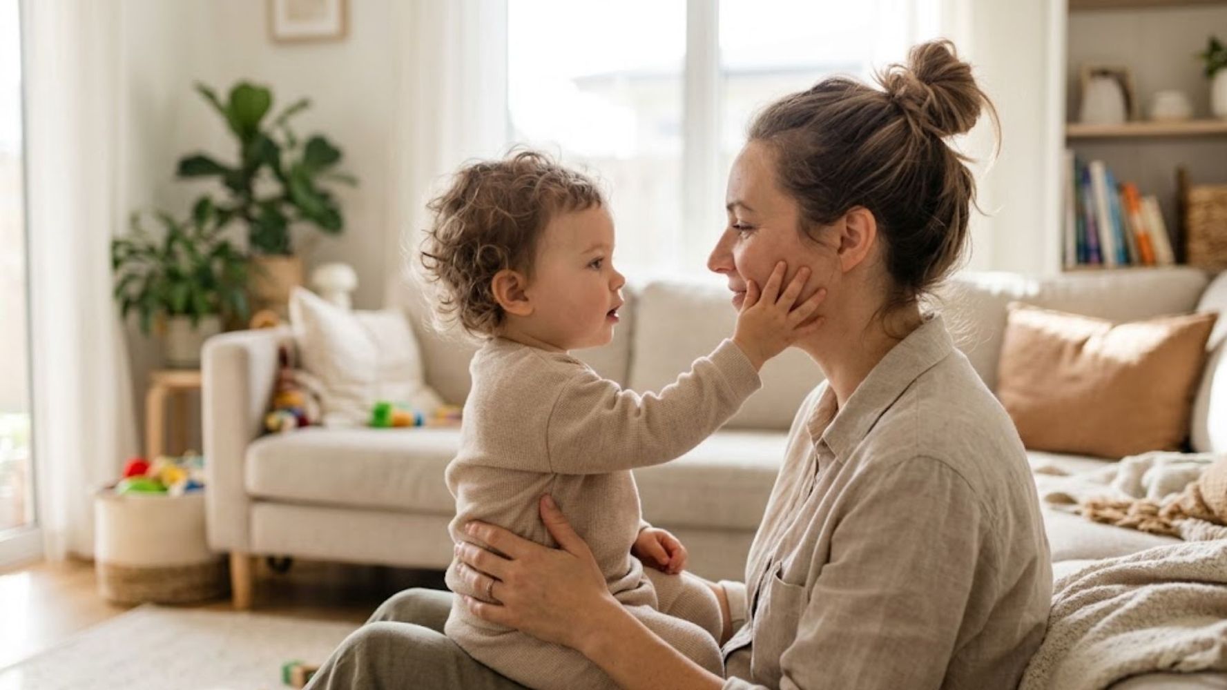 Por qué algunos niños tocan la cara de sus papás al hablar.
