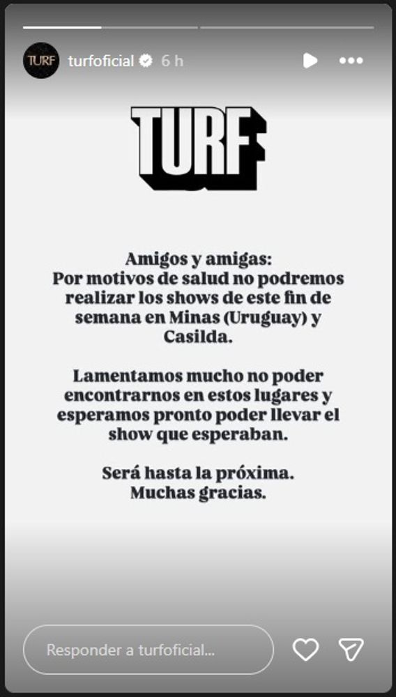 El mensaje difundido por Turf