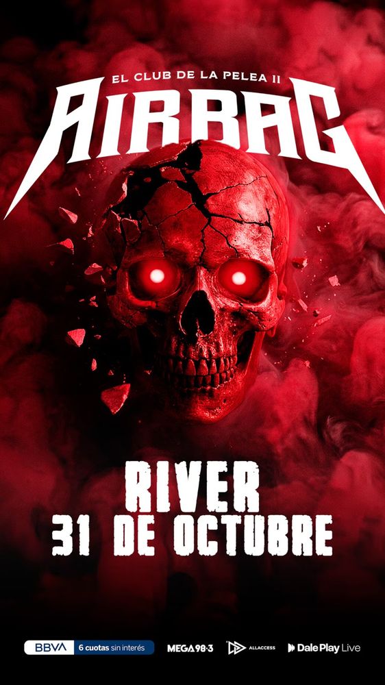 Airbag confirmó su sexto recital en el Estadio River Plate para el 31 de octubre.