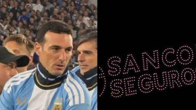 La reacción de Scaloni al ver el polémico show de drones en la despedida de Messi
