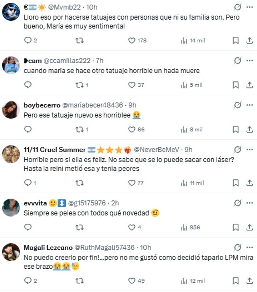 El cambio de tatuaje dividió las opiniones de los seguidores de María Becerra.