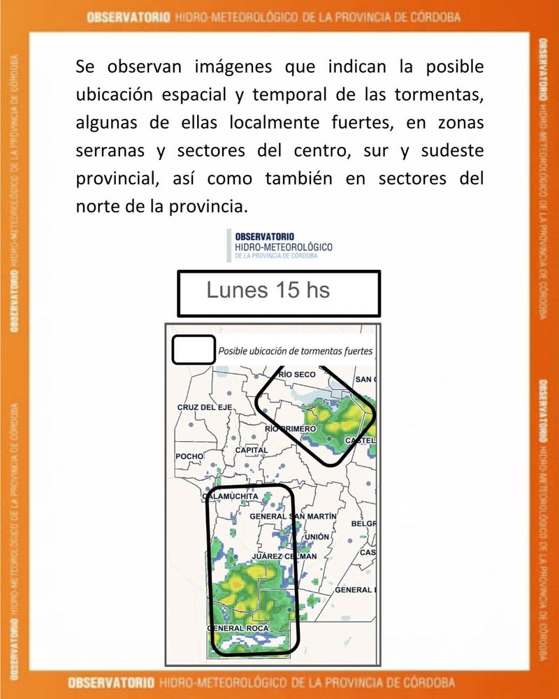 El informe sobre las tormentas en Córdoba para este martes 13 de octubre.