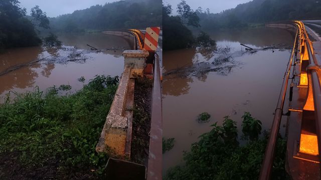 La crecida de los arroyos mantiene cortados dos puentes de la Ruta 12 en Misiones.