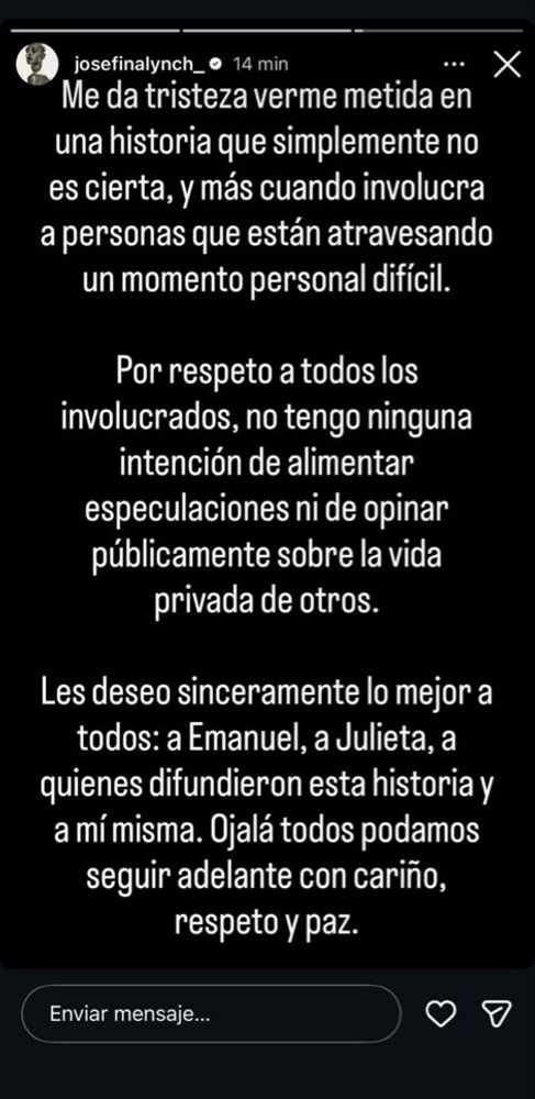 La supuesta "tercera en discordia" negó los rumores