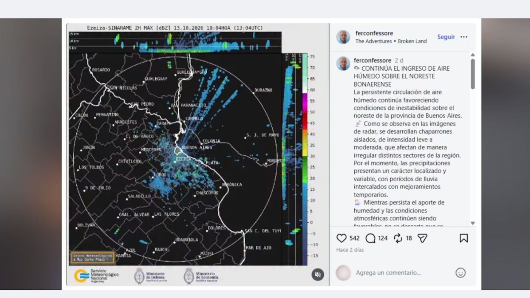 La última publicación en redes sociales de Fernando Confessore