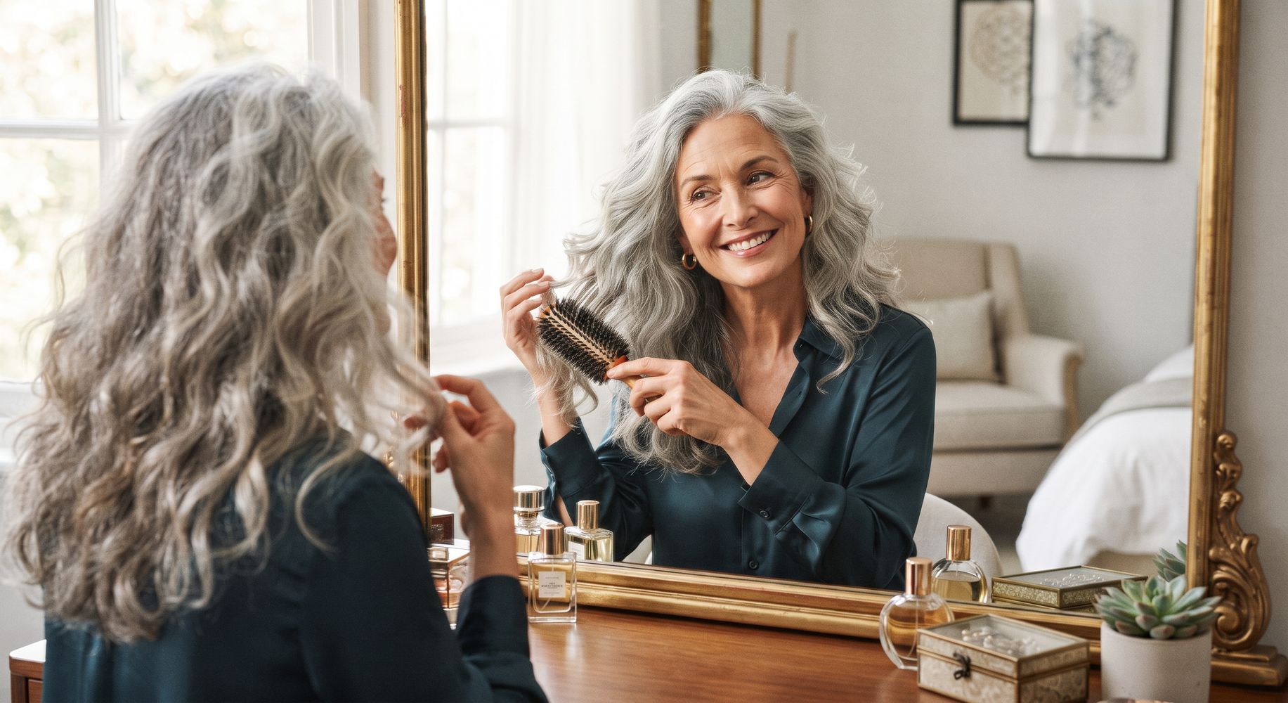 Las peluqueras coinciden sobre las canas: “No hace falta cortarlas, se puede tener una melena larga con canas. La preocupación debe estar en cuidar el cabello blanco y largo, que tenga densidad y textura. La mujer no tiene que cortárselo corto”