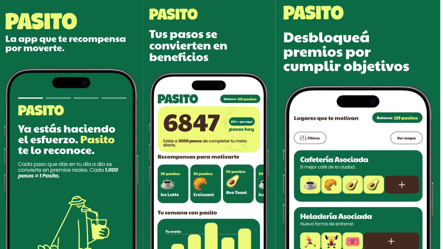 Pasito recompensa a quienes caminan con puntos que después pueden cambiar por beneficios.