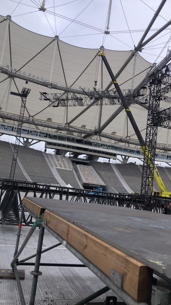 Armado en curso en el Estadio Único de La Plata.