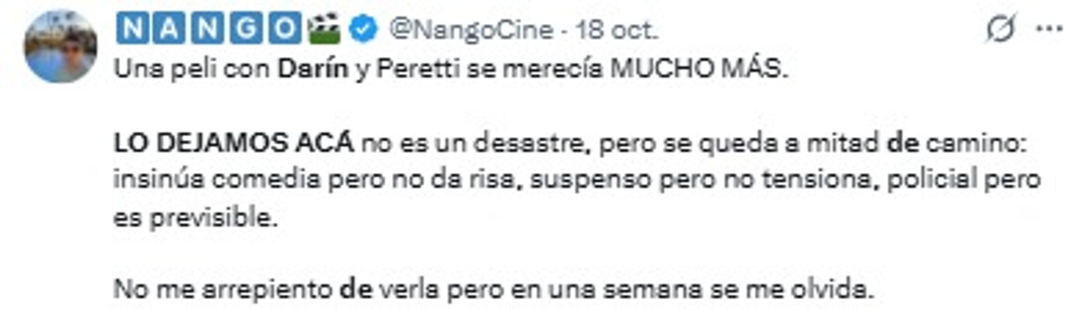 “Lo dejamos acá” no logró convencer a todos los espectadores que compartieron sus impresiones online.