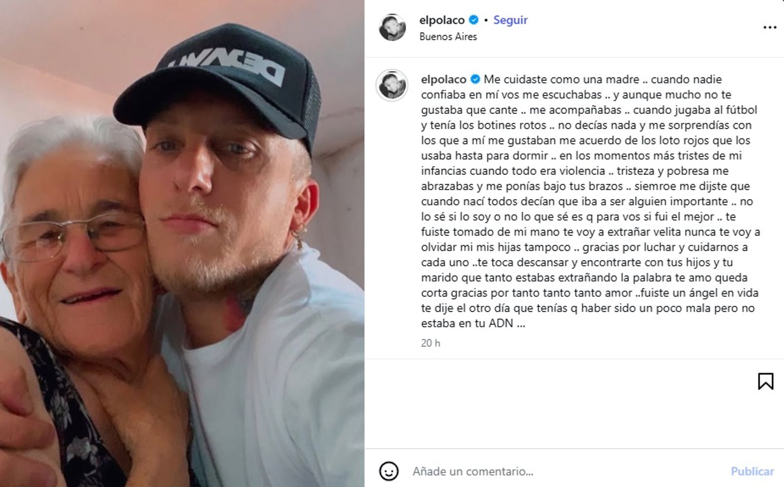 El Polaco despidió a su abuela
