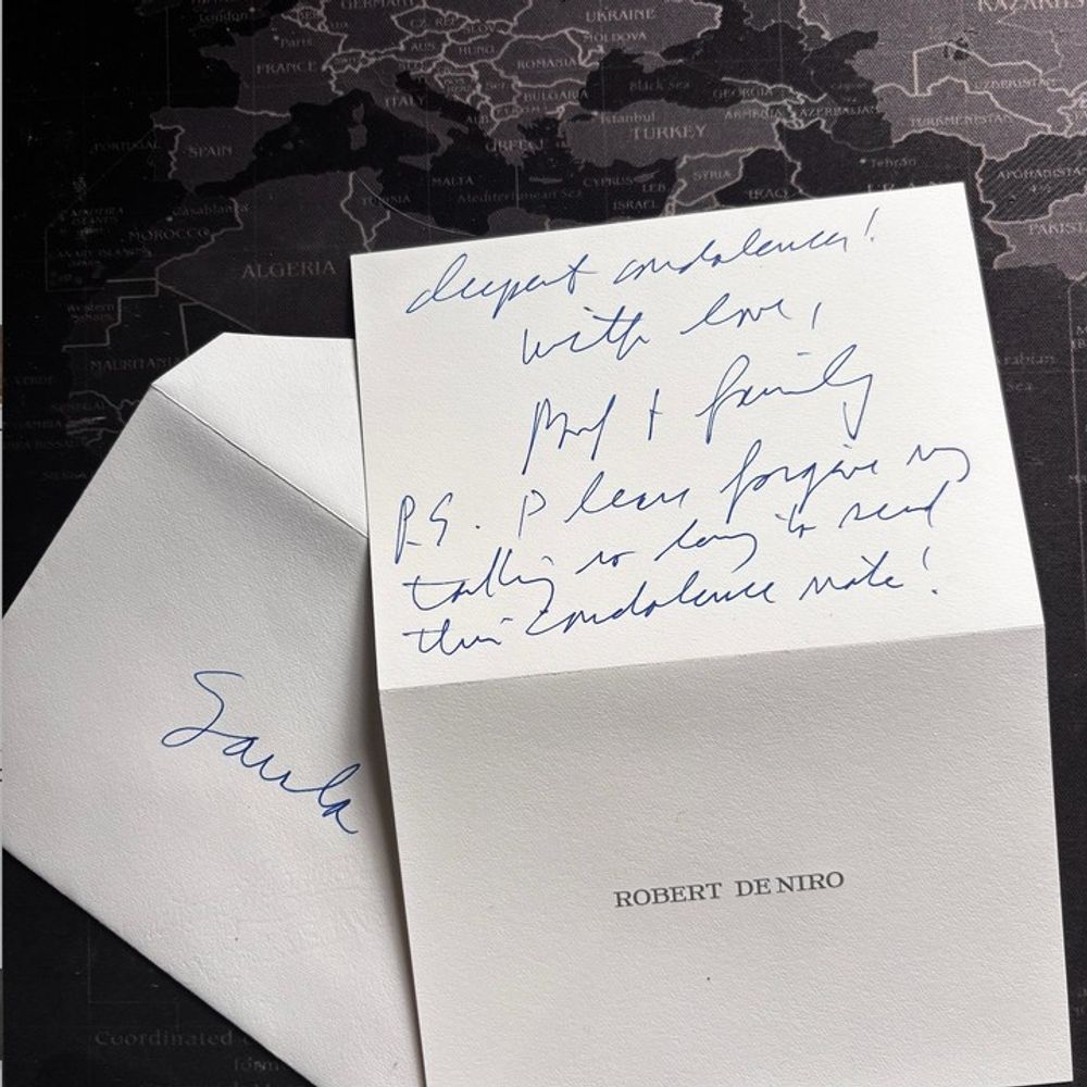 La carta que le envió De Niro a la viuda de Brandoni