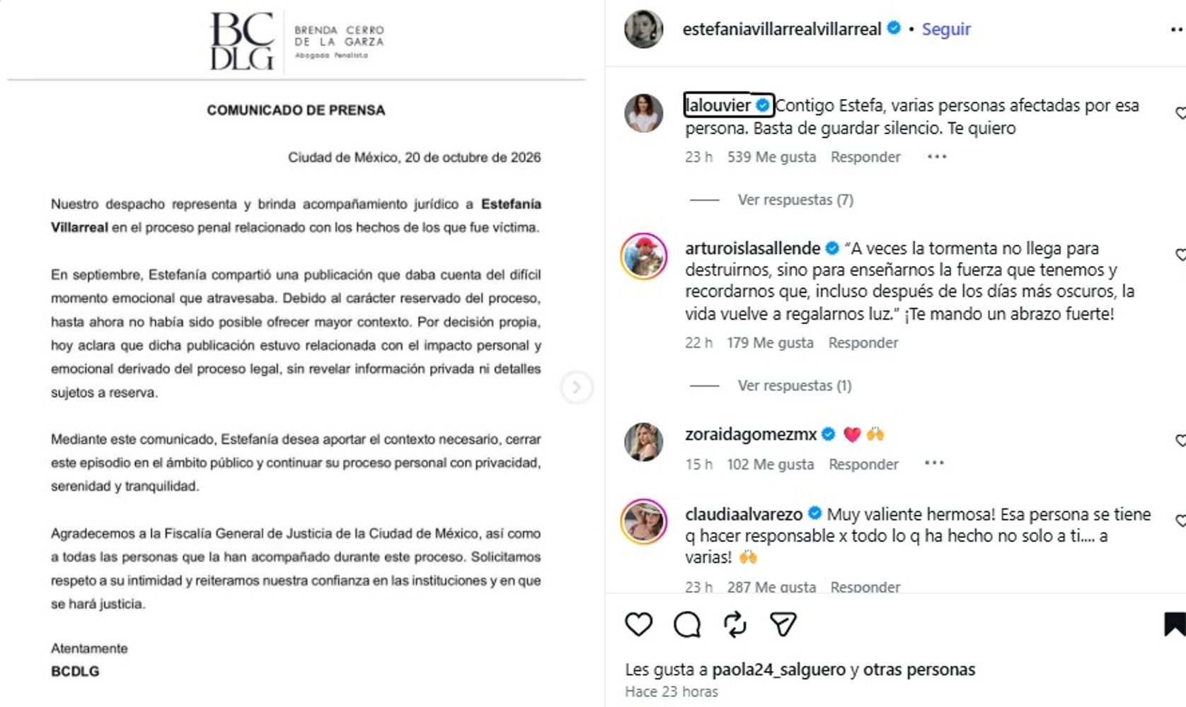 La intérprete reveló que atraviesa un proceso legal como víctima de un delito.