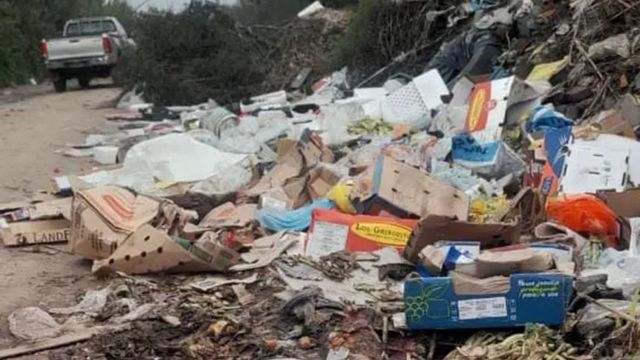 Una verdulería podría ser multada por arrojar basura en la vía pública.