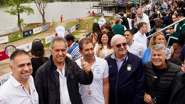 Daniel Scioli en el Mundial de Canotaje