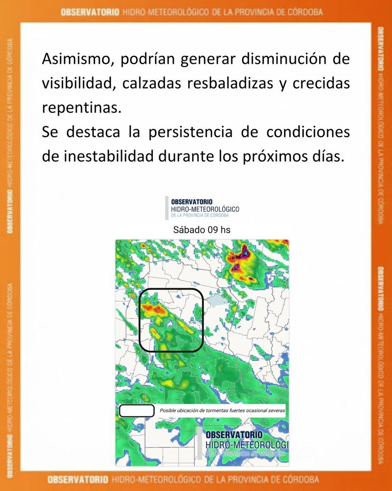 Informe de tormentas para Córdoba.