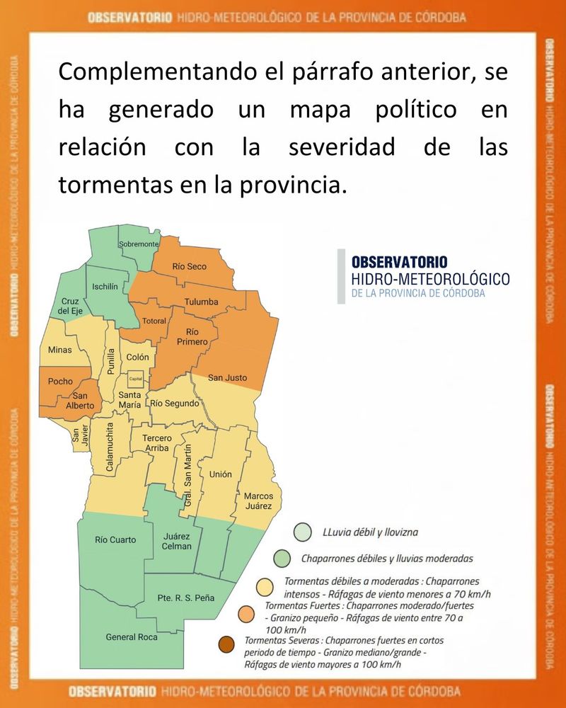 Informe de tormentas para Córdoba.