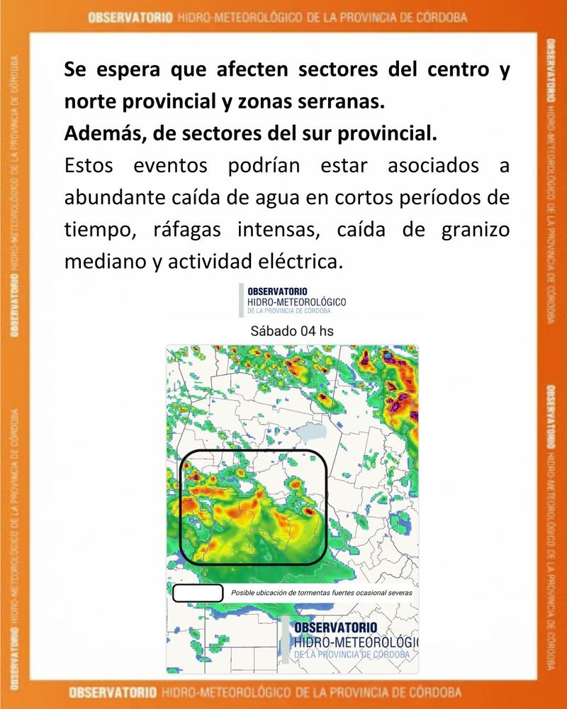 Informe de tormentas para Córdoba.
