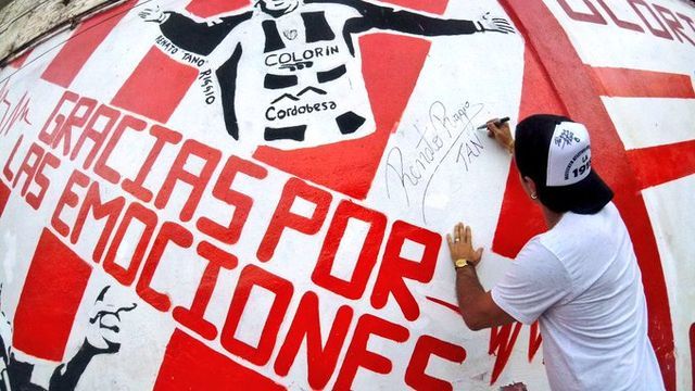 Renato Riggio, hecho mural en el estadio de Instituto.