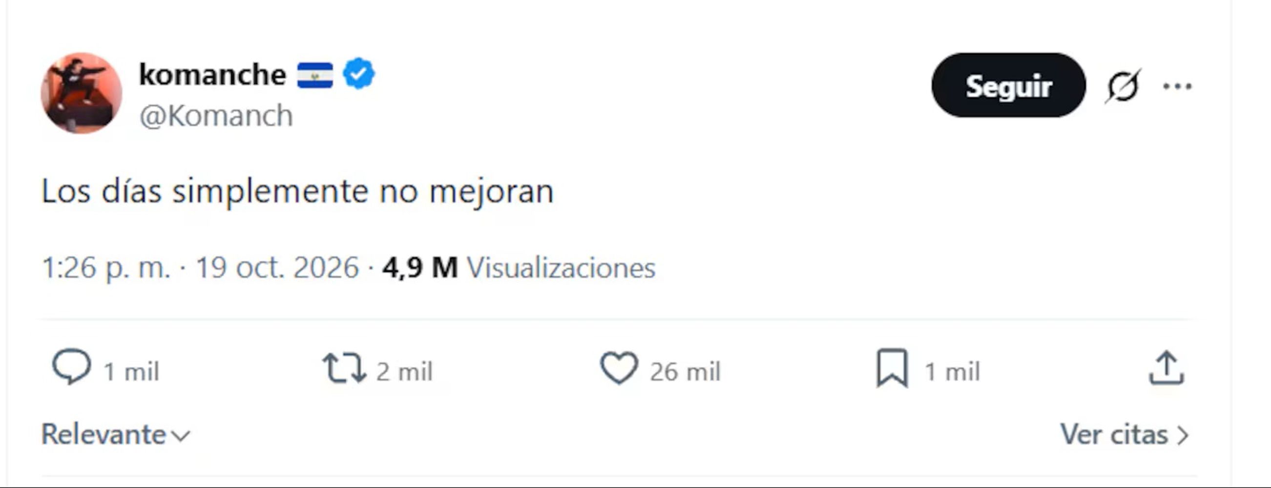 El último tuit de El Komanche
