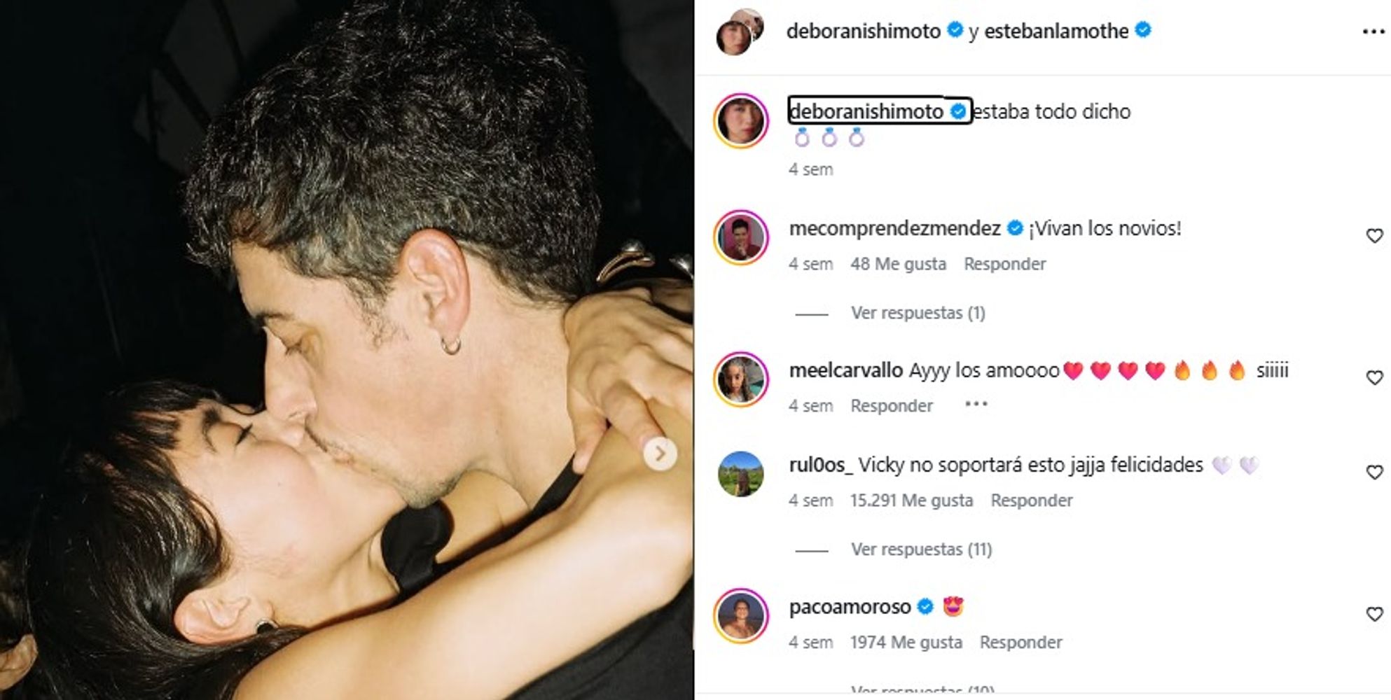 Débora Nishimoto y Esteban Lamothe comprometidos.
