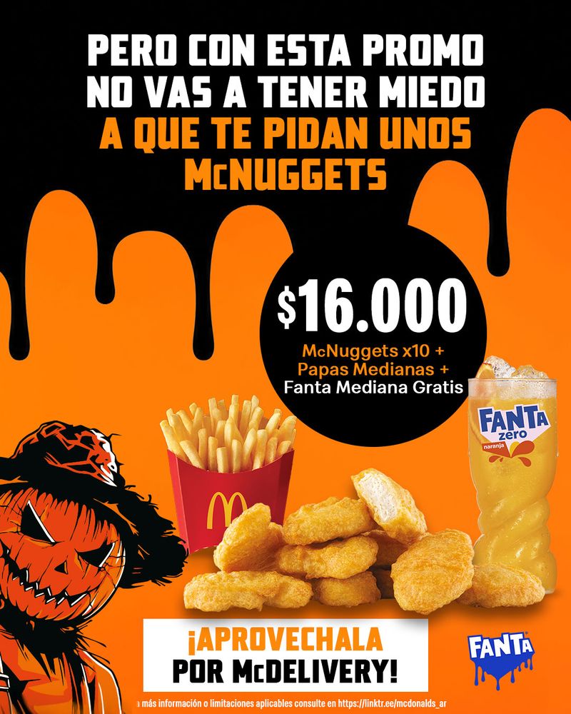 McDonald’s lanzó una promoción por Halloween 2026: cuánto cuesta el combo con McNuggets y Fanta gratis