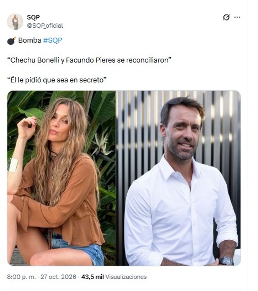 Aseguran que Chechu Bonelli y Facundo Pieres se reconciliaron