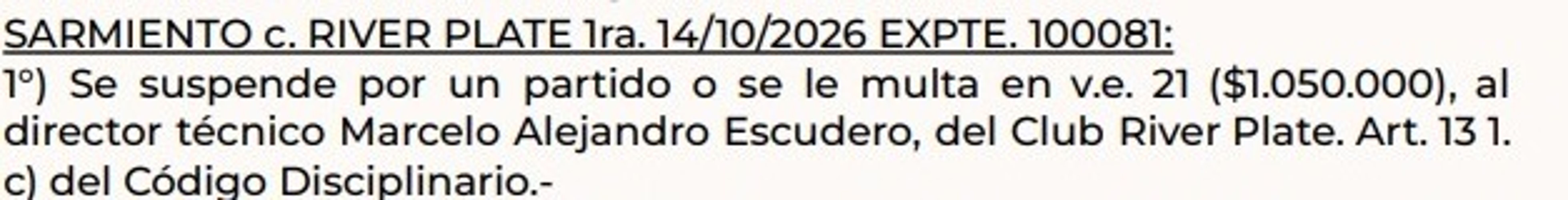 La sanción de la AFA a River.