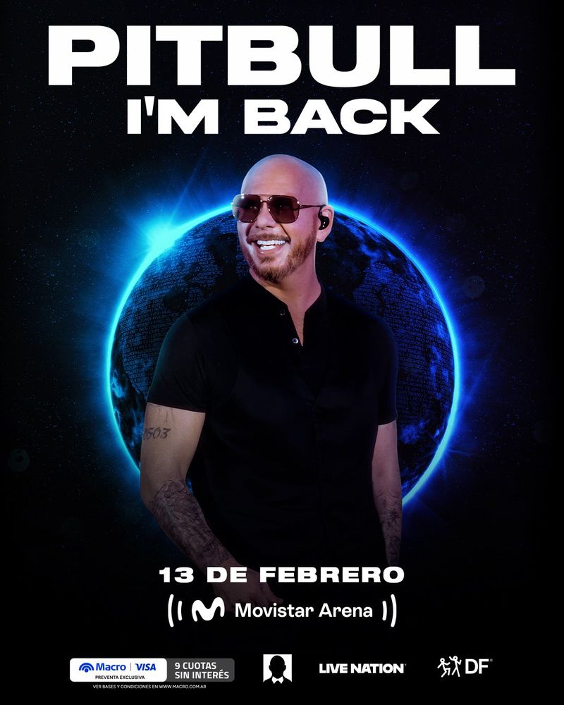 Pitbull en Argentina 2027: precios de entradas para su show en el Movistar Arena y cuándo comienza la venta