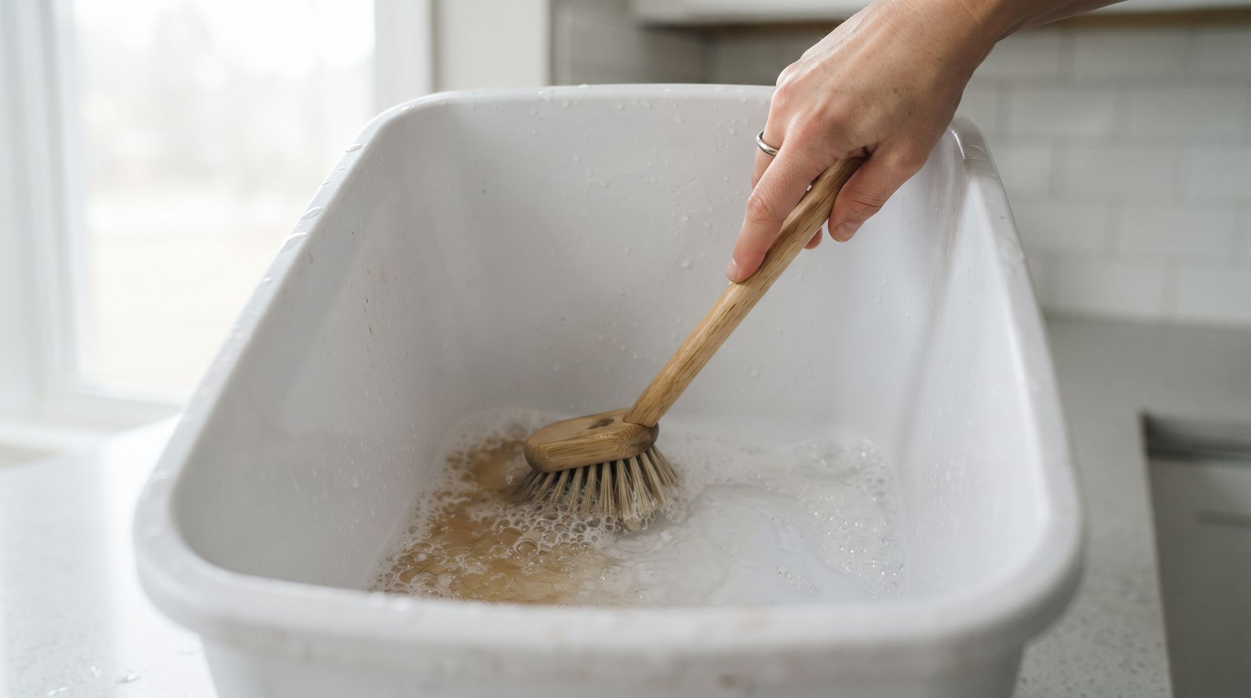 La limpieza del tacho de basura.