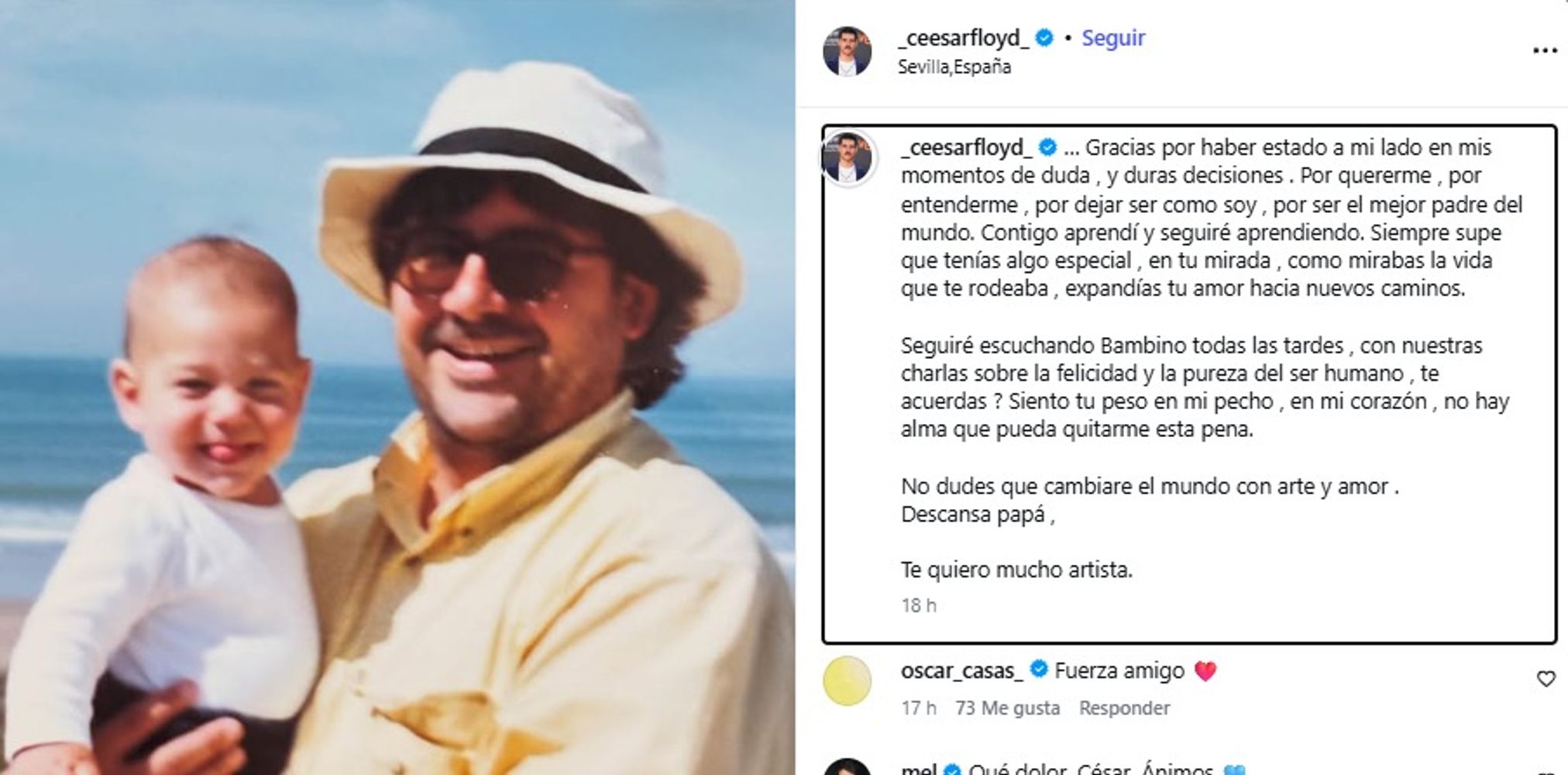 Vicente compartió una emotiva carta para despedir a su familiar.