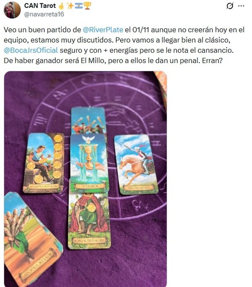 La predicción del tarotista de River.
