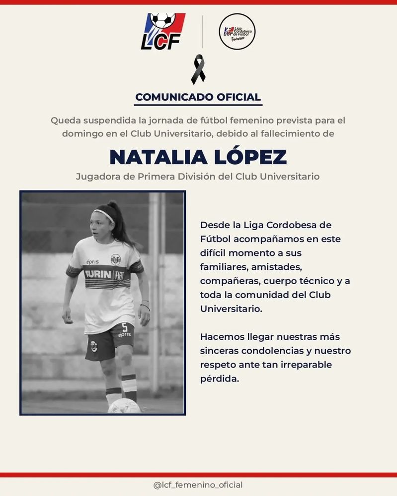 La Liga Cordobesa despidió a la jugadora.