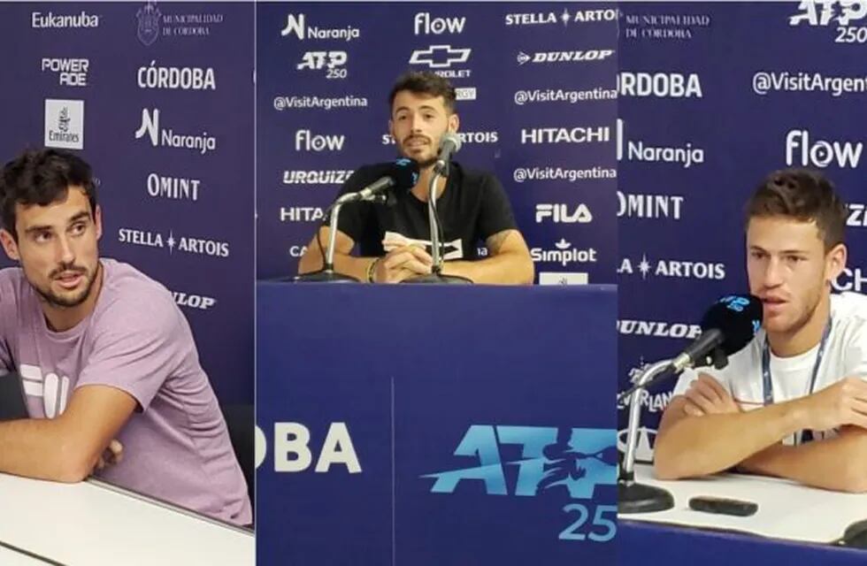 Guido Pella, Juan Londer y Diego Schwartzman en la previa de sus debuts en el Córdoba Open.