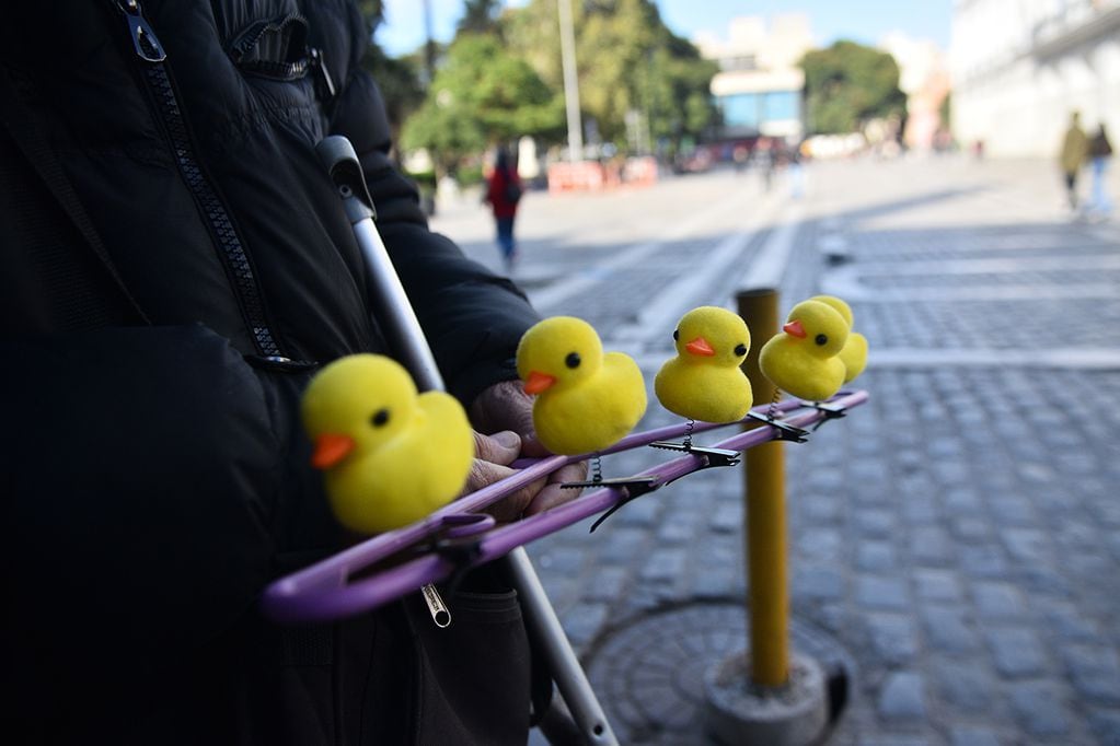 Patitos kawaii, unas pequeñas aves de plástico amarillo que los jóvenes comenzaron a usar de manera insólita: en la cabeza, como una hebilla. (Pedro Castillo / La Voz)