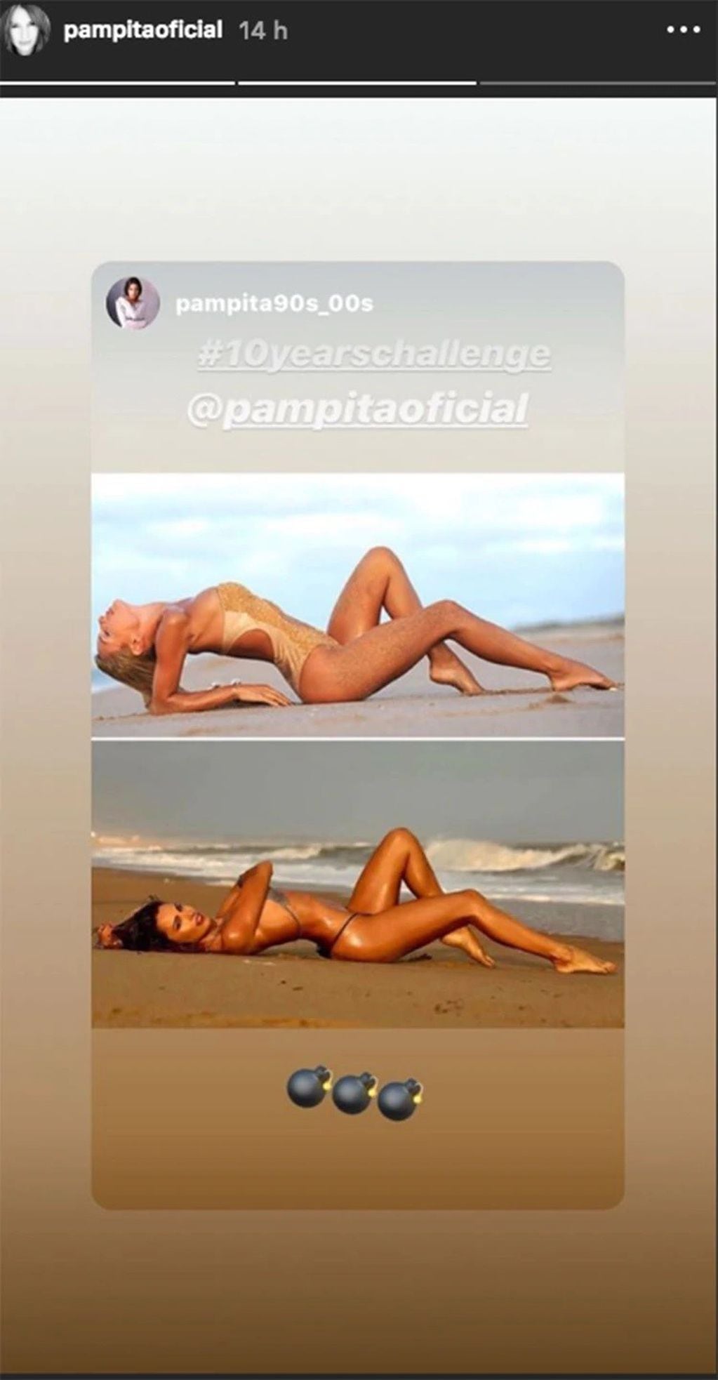 Pampita se sumó al #10yearschallenge con fotos sugerentes.