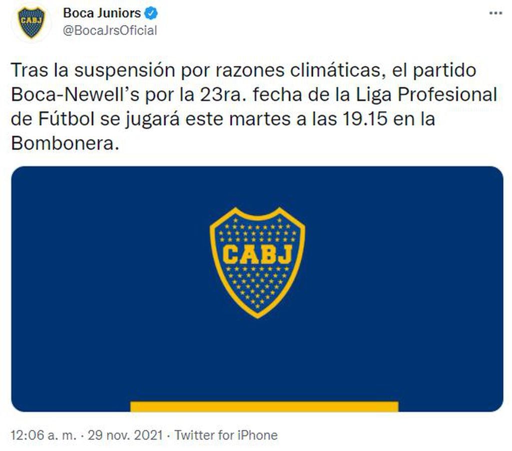 El partido entre Boca y Newell's se jugará el martes.